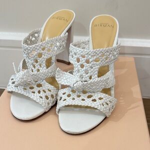 Alexandre Birman Clarita White Braided Heel Mule Size 38